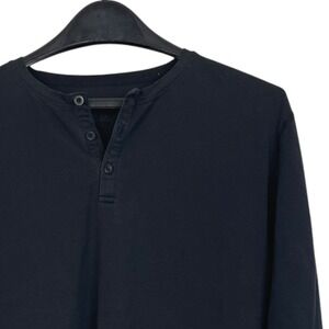 BYLT Basics Mens Small Drop Cut Henley L/S Black Long Sleeve Shirt Gym‎ Training